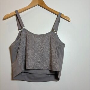 Davin & Adley XL Busty Nursing Pupming Lace Overlay Gray Bra Adjustable NWOT